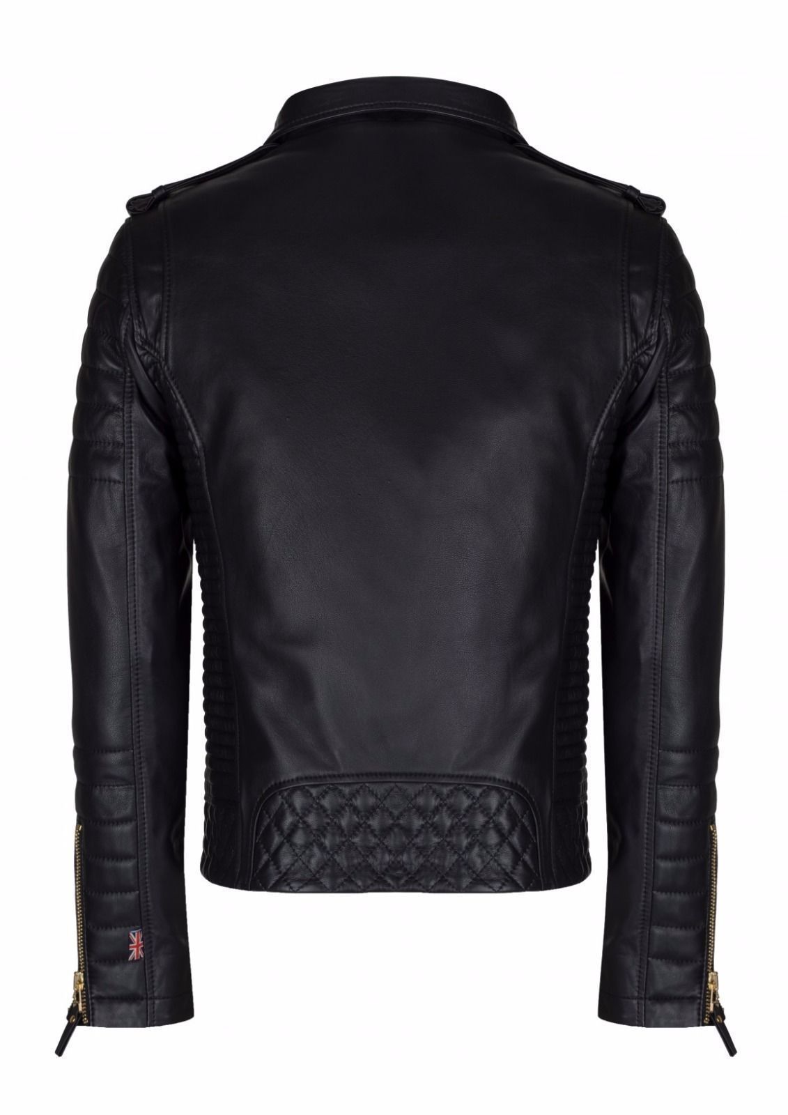 New Mens Black Lambskin Quilted Slim Fit Motorcycle Leather Jacket 